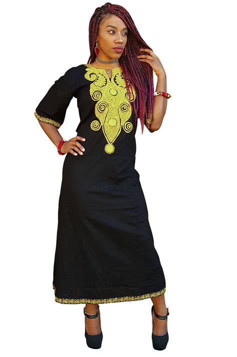 Traditional African Dashiki Dress With Gold Embroidery Walmart