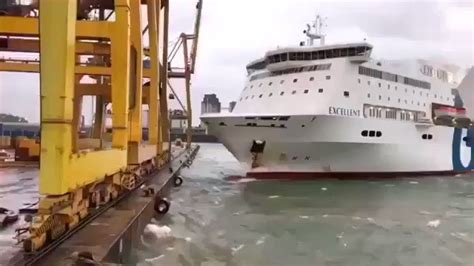 Ferry Collides With Crane And Causes Fire In Barcelona