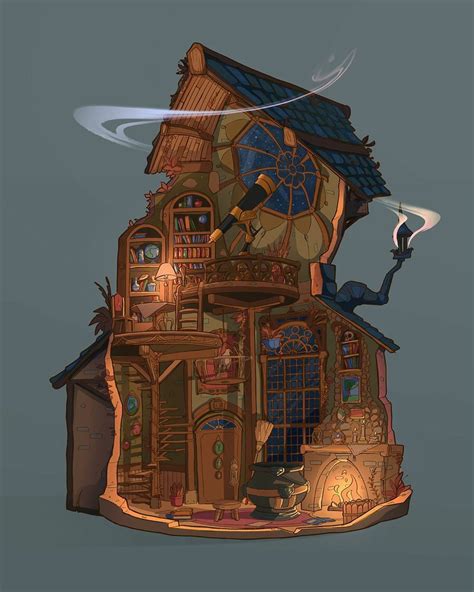 Cartoon In 2020 Fantasy Concept Art Witch House House Colouring Pages