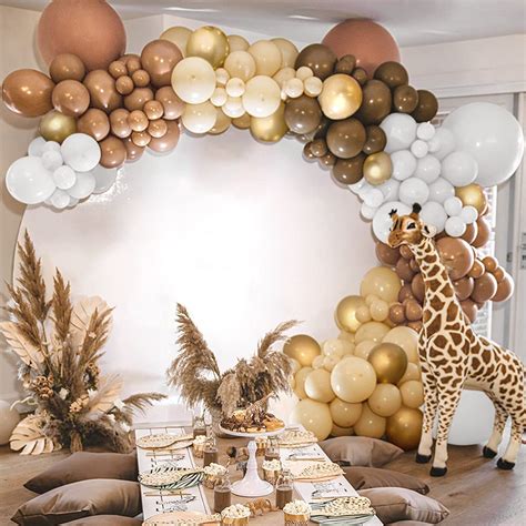 Sweet Baby Co Brown Balloon Garland Kit With Neutral Color Matte White Nude Beige Light Brown