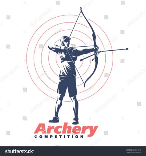 Archery Competition Logo Design With Man Aiming An Arrow At The Target