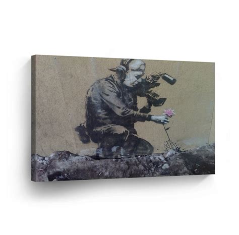 Banksy Wall Art CANVAS PRINT The Cameraman And The Flower From Etsy