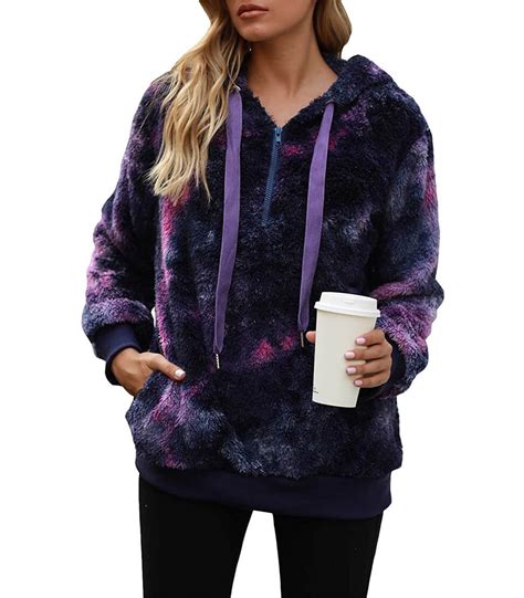 Yanekop Womens Sherpa Pullover Fuzzy Fleece Sweatshirt Oversized Hoodie