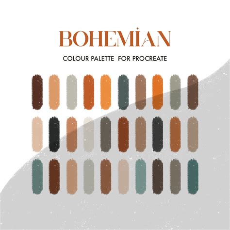 Boho Bohemian Themed Colour Palette For Procreate NovaMadePrints Bohemian Color Palette