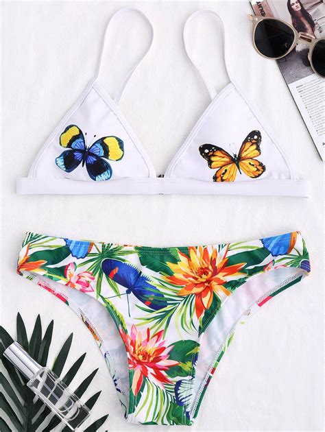 24 Off 2021 Floral Butterfly Print Bikini In Colormix Dresslily