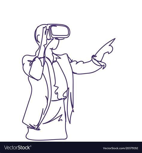 Woman Sketch Wearing 3d Glasses Virtual Reality Vector Image