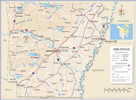 Reference Maps of Arkansas, USA - Nations Online Project
