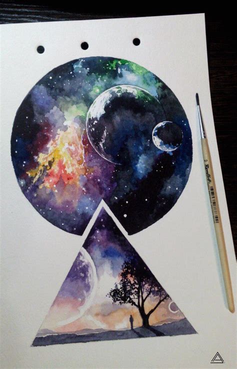 Drawing art tumblr easy watercolor painting ideas for beginners. Universe cosmos geometry watercolor tattoo sketch by ...