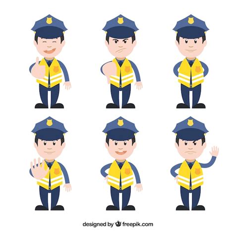 Yellow Traffic Policeman Characters Vector Free Download