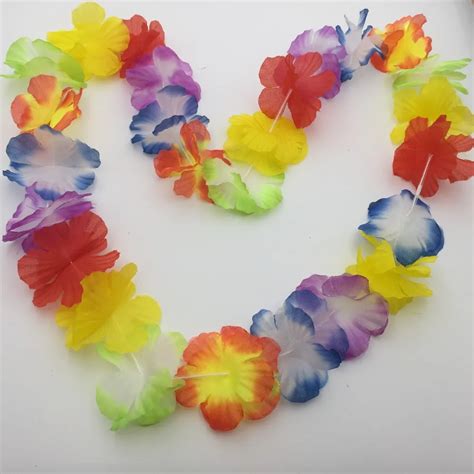 12pcslot Hawaiian Leis Party Supplies Garland Necklace Colorful Fancy