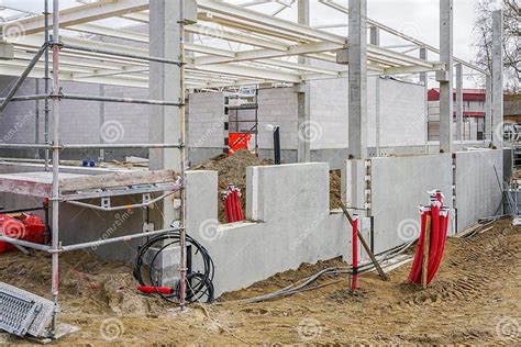 New Building Construction Site Wall And Roof Constructions Stock Image