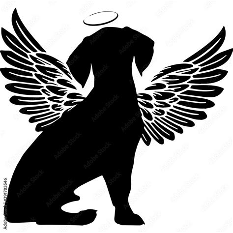 Pet Memorial Angel Wings Beagle Dog Silhouette Vector Stock Vector