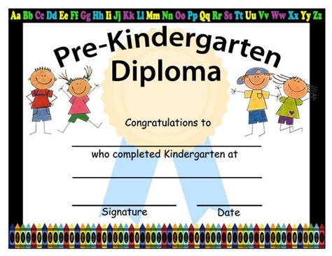 Pre Kindergarten Graduation Diplomas Blank Graduation Etsy Pertaining