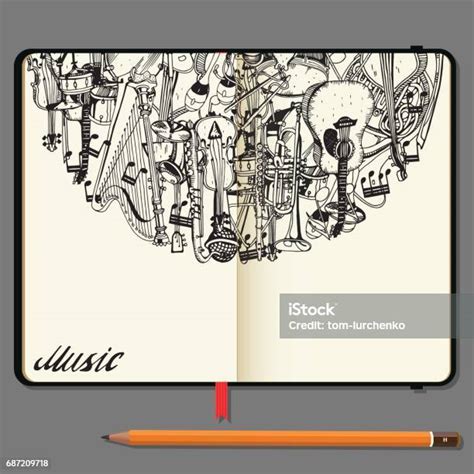 Buku Sketsa Vektor Dengan Pensil Dan Coret Yang Digambar Tangan Koleksi