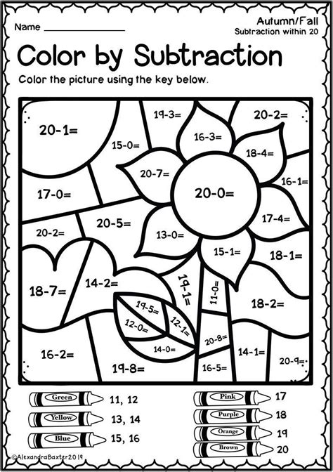 Native american activity sheets for kids. Fall Math Worksheets 2nd Grade Autumn Fall Color by ...
