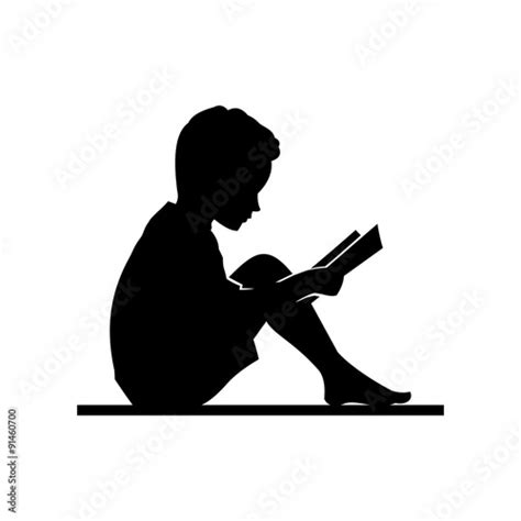 Kid Boy Child Read A Book Vector Silhouette Stock Vector Adobe Stock