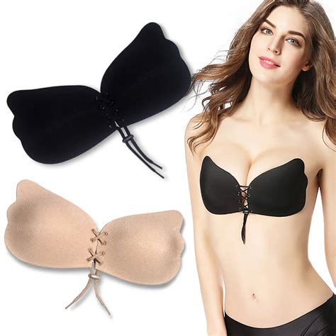 Plus Size E F G Bandage Self Adhesive Invisible Strapless Push Up Bra Top Stick Gel Silicone