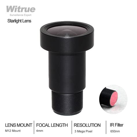 Starlight Lens With 650nmm Ir Filter 3mp 4mm F12 125 Inch For Action