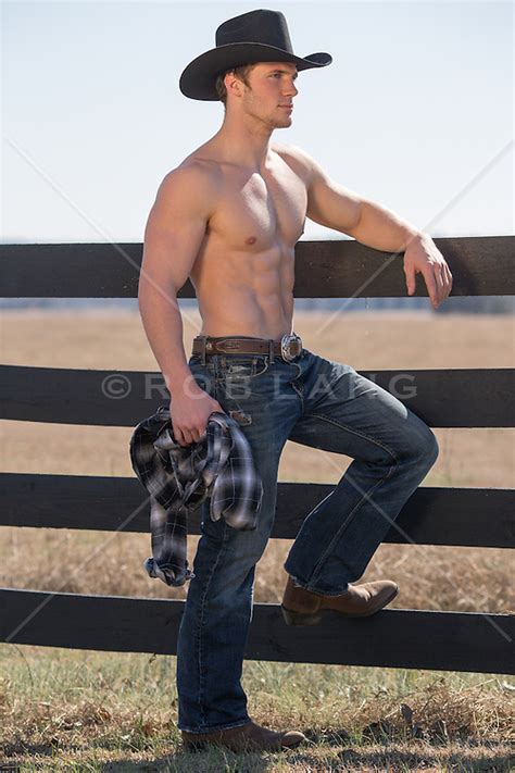 Hot Cowboy Without A Shirt Leaning On A Fence Rob Lang Images