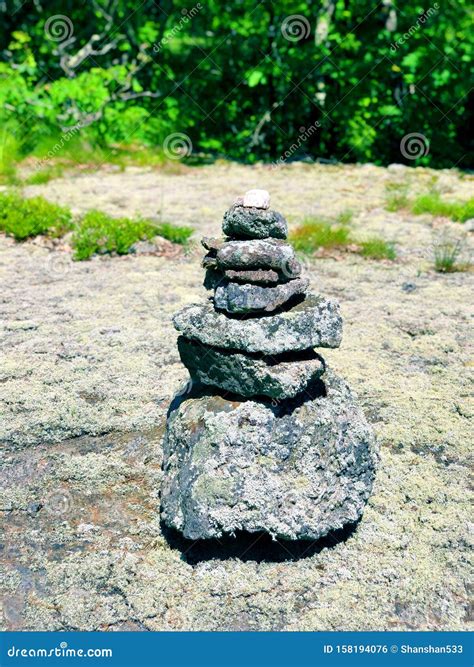 A Pile Of Stones Cairn Marker On Iron Trail Stock Photo Image Of Iron