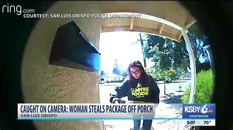 Woman Caught On Doorbell Camera Stealing Package In Slo Youtube