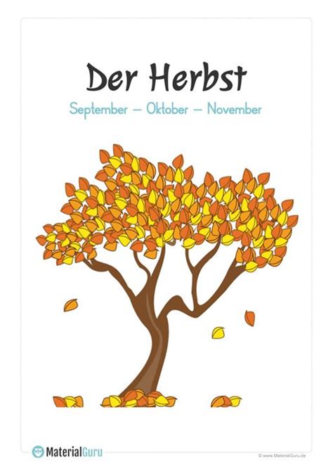 Plakat Jahreszeit Herbst | Herbst vorschule, Jahreszeiten arbeitsblatt, Herbst im kindergarten