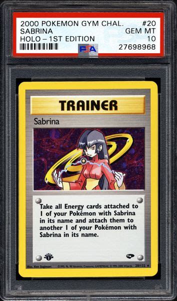 Maybe you would like to learn more about one of these? 2000 Nintendo Pokemon Gym Challenge Sabrina Holo-1St Edition | PSA CardFacts™