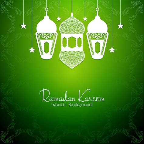 Ramadan Kareem Decorative Religious Green Background Free Vector
