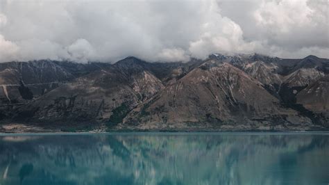 Download Wallpaper 2560x1440 Mountains Lake Clouds Ohau New Zealand