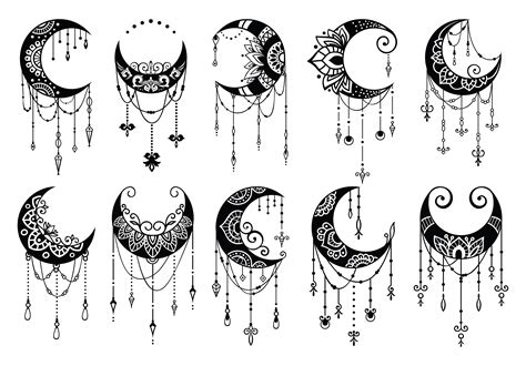 Crescent Moon Decoration Collection Grafica Di Allmostudio · Creative