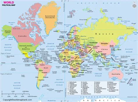 Labeled Map Of World World Map Blank And Printable