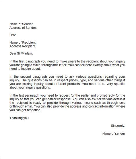 If you think the conference might be more beneficial to attend, there are certainly a few approaches to mitigate the effect practice answers about why you would like the job. 8 Sample Inquiry letters to Download | Sample Templates