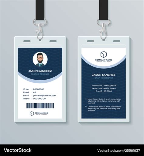 Clean And Modern Employee Id Card Design Template Vector Image