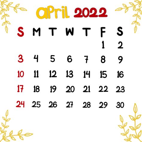 Calendario De Abril De 2022 Con Adorno De Oro Png Calendario