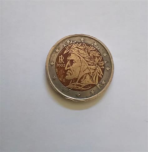 Pièce 2 Euros Italie 2002 Dante Alighieri Type A Rare Poste Suivi