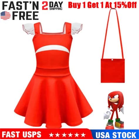 Kids Girls Sonic The Hedgehog Knuckles The Echidna Cosplay Costume