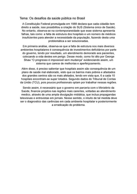 Redação Saude No Brasil
