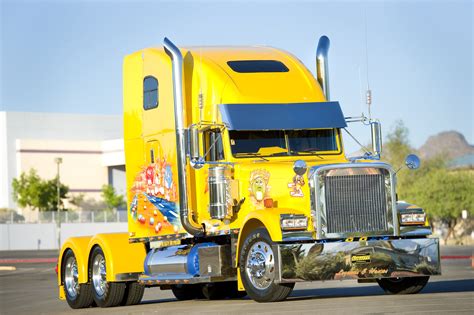 Custom Yellow Freightliner Truck 4k Ultra Hd Wallpaper Background