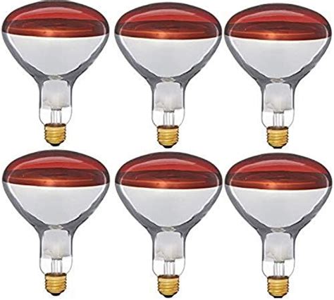 250 Watts R40 Red Heat Lamp Light Bulbs Infrared Flood Reflector