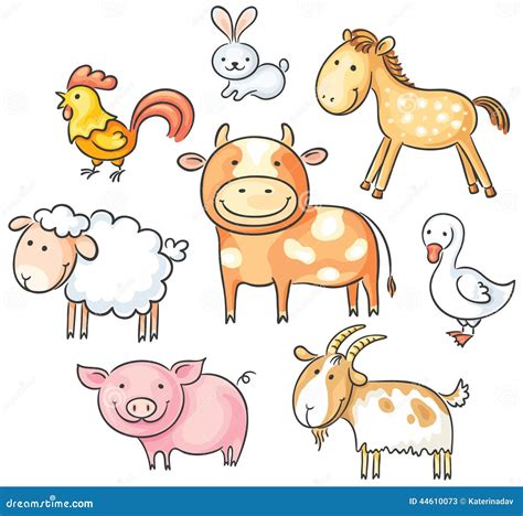 Farm Animals Cartoon Set Illustration 47214166