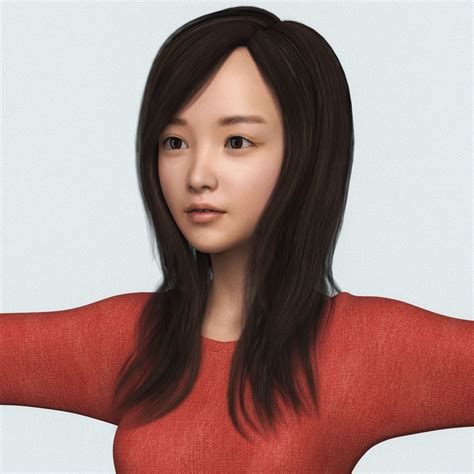 D Realistic Beautiful Japanese Cute Girl With Cloth