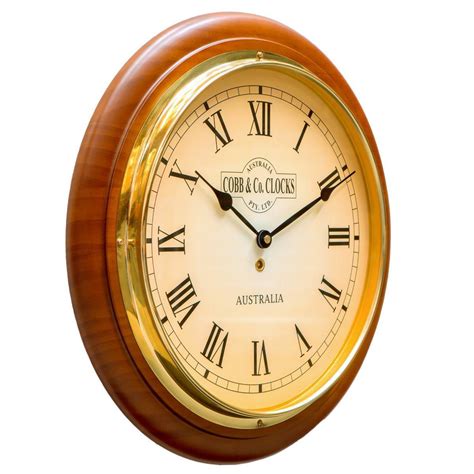 Round Roman Numeral Wooden Wall Clock Antique 32cm Home Shoppe