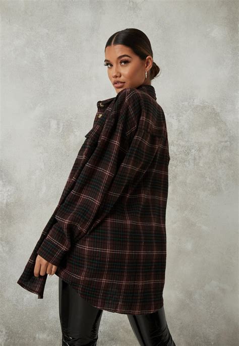 Brown Extreme Oversized Plaid Shirt | Missguided