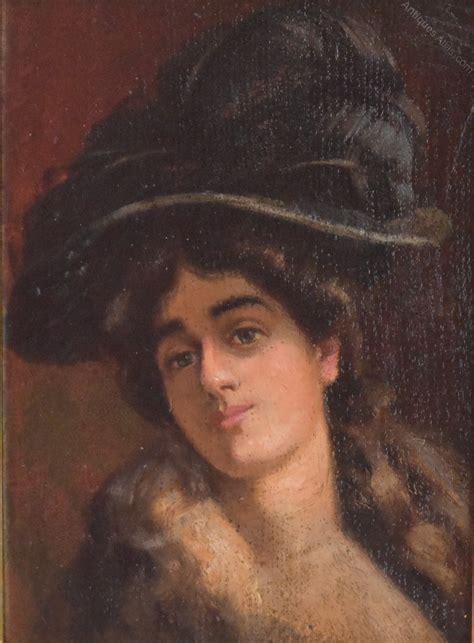 Antiques Atlas Portrait Oil Painting Of A Lady In A Plumed Hat