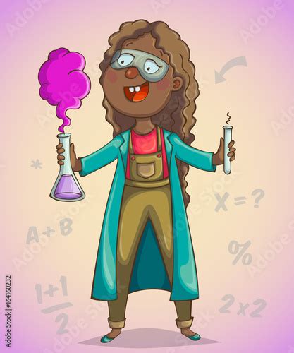 African Girl Scientist Cartoon Character Vector Illustration Stock