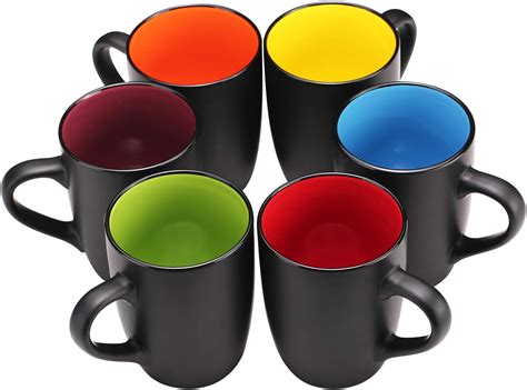 Youpeng 16 Ounce Coffee Mugs Set Of 6 Large Coffee Cups Ceramic With Handle Matte