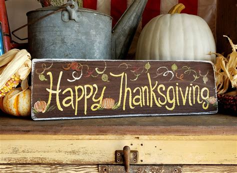 Happy Thanksgiving Rustic Sign Woodfall Decorrustic Etsy Uk