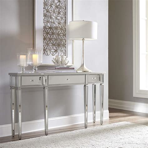 Traditional Mirrored Console Table Glamorous Design With Drawers And