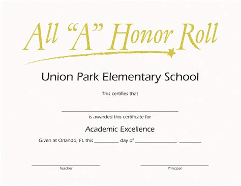 A Honor Roll Custom Certificate Jones School Supply