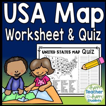 This printable is a great way to help your child study for his upcoming geography test, or just get comfortable with the 50 states. United States Map Quiz & Worksheet: U.S.A. Map Practice | TpT